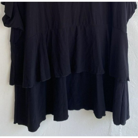 COPY - Dress Barn Top Short Sleeve Black Layered Plus Size 3X Scoop Neck Slinky - Picture 3 of 9